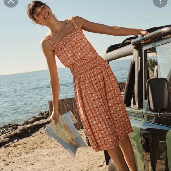 Boden Dresses & Skirts - Boden New w Tag Rosamund Pinapple Print Smocked Jersey Midi Dress. Size 10